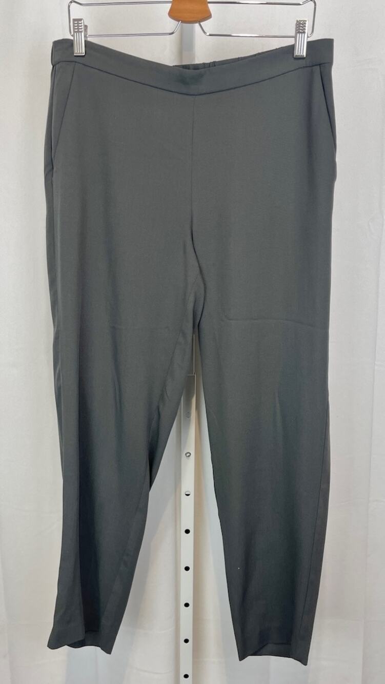 EILEEN FISHER Flat Front Side Zip Pants Woven Tencel Grain Gray Size M